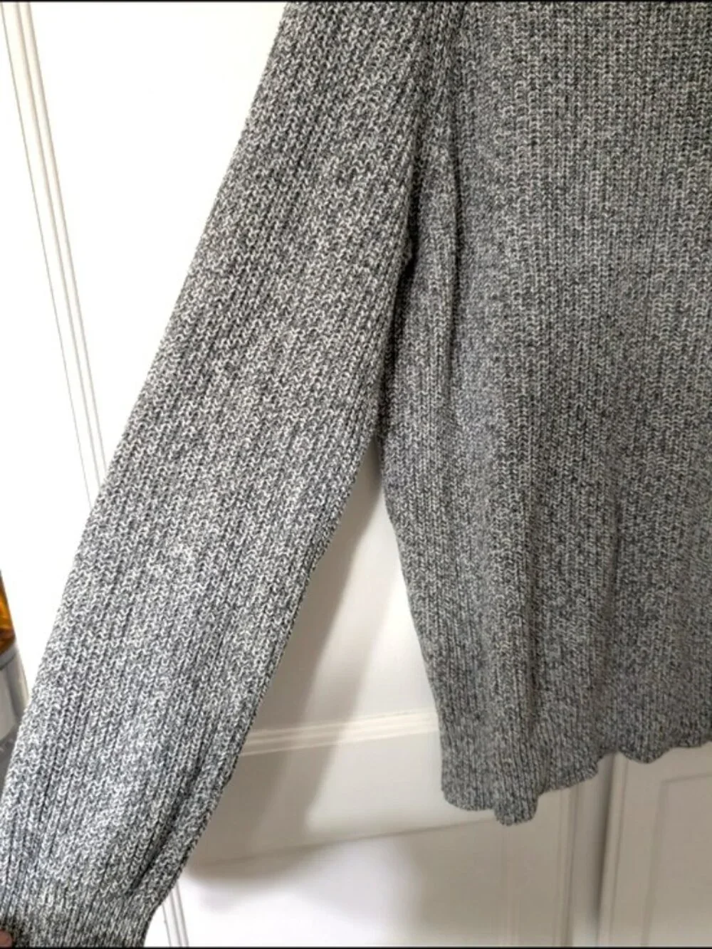 J. Crew Marled Cotton Raglan-sleeve Crewneck Sweater Gray L
